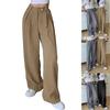 Women Office Commute Loose Wide Leg Straight Long Suit Pants
