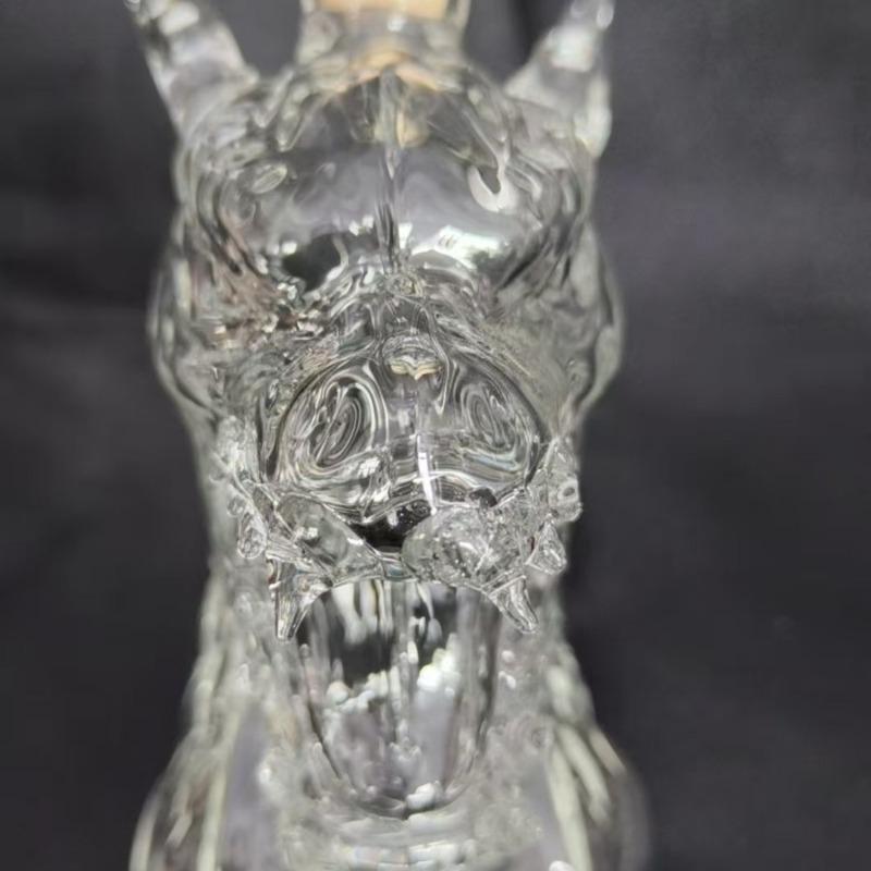 Luxury Dragon Head Whiskey Decanter-Handcrafted Crystal Clear Glass with Intricate Scale Carving, Collector's Display Art Piece