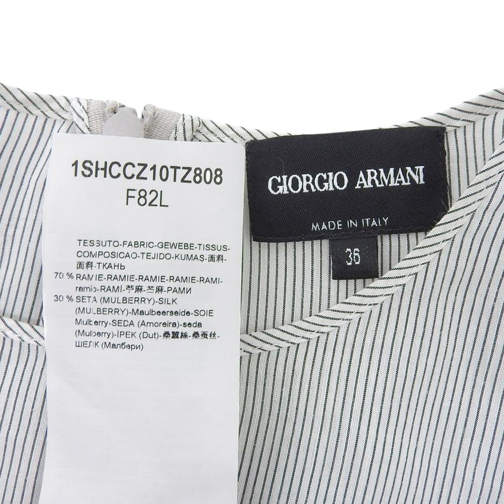 Giorgio Armani Beautiful Linen Silk Striped Pullover Blouse for Women, Grey, Size 36, 1SHCCZ10TZ808 Tops 36 grayUsed