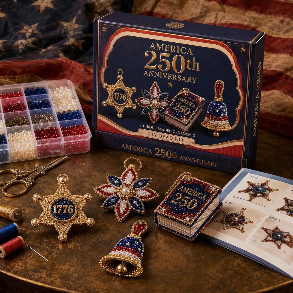 Handmade DIY Bead Kit for 250th Anniversary Commemoration with Beads Thread Tools and Instruction Guide for Ornament Crafting