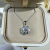 Vinregem 100% 925 Sterling Silver VVS1 3EX D Color 1CT 6.5 MM Real Moissanite Diamond Gemstone Flower Pendant Necklace Fine Jewelry GRA