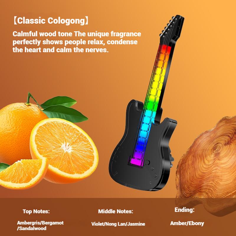 Mini Guitar Shape Aromatherapy Diffuser Rotating Long-lasting Fragrance Air Freshener Vent Light-controlled sound-picking lamp