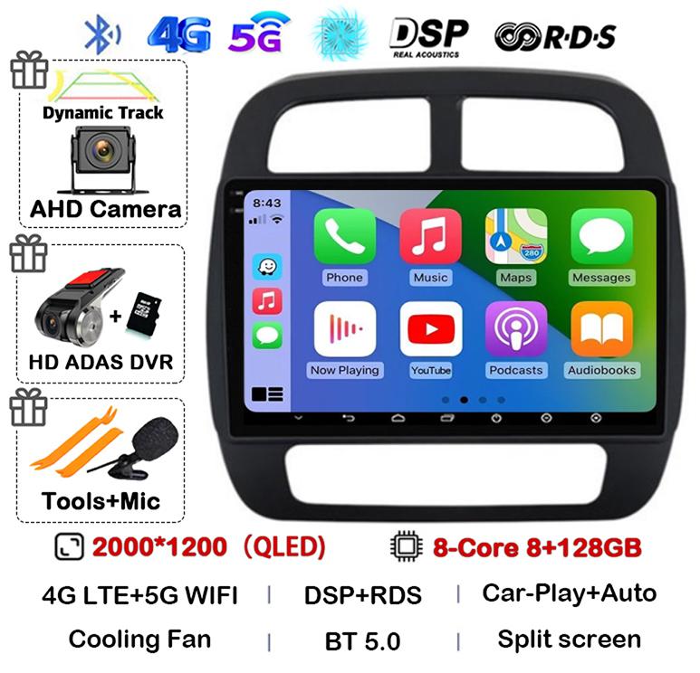 Android 14 Auto Carplay For Renault KWID K-ZE Dacia Spring 2015 2016 2017 2018 2019 Car Multimedia Player GPS Radio DSP Stereo