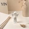 Stable Wide Base Angel Decoration 3D Printed Praying Statue, Elegant Matte White Cherub Figurine with Detailed Drop Resistant Odor Free Decor