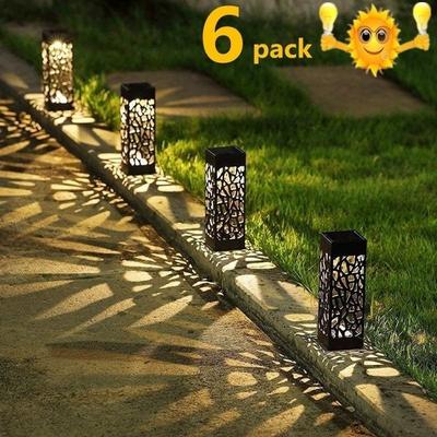 DC2V 0.06W Solarbetriebene Energie LED Rasenlampe Außenleuchte 2/4/6 Stück Ausgehöhltes Design Empfindlicher Lichtsensor IP44 Wasserdichtigkeit für Hof