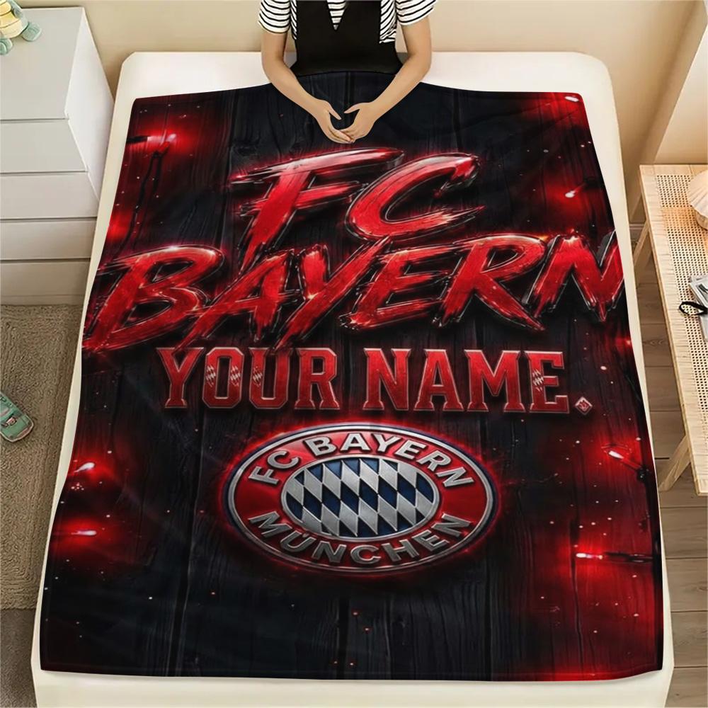 1PC Bayern Munich Fan Gear Custom Name Patterned Flannel Blanket Suitable For All Seasons For Home Decor Warmth And Comfort Gifts Holiday Present