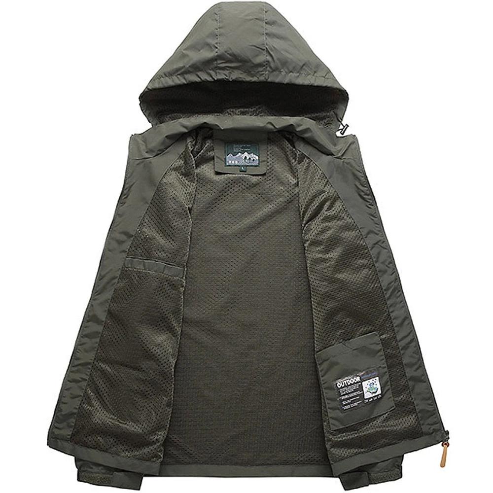 Spring Autumn Men's Windbreaker Tactical Jacket Waterproof Outdoor Hooded Coat Sports Field Climbing Thin Outwear Streetwear Coat