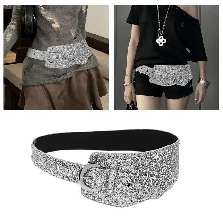 Fashion Forward Women's Waist Belt Glossy Silver PU Waist Sash Casual to Formal Wear for Contemporary Lady Girls