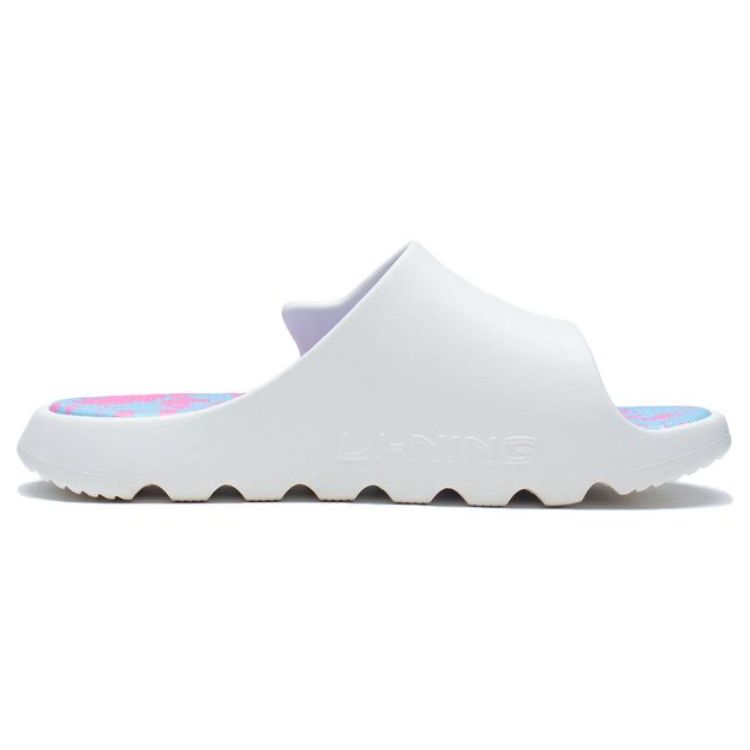 Li Ning Lnbb Slide Silent One Strap Sandals Women Sandals White Blue ABTS004-3
