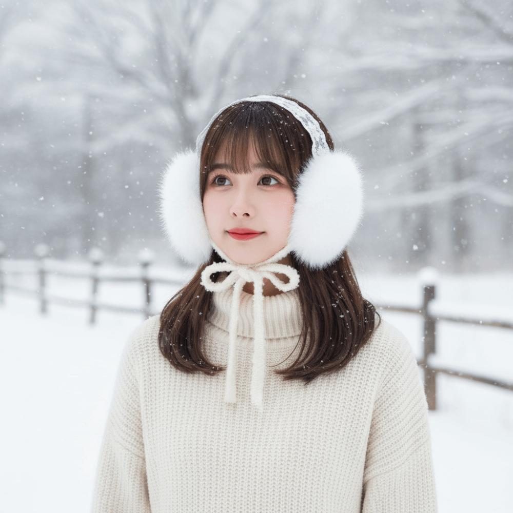 JK Headwear Lace Plush Earmuffs Ear Cap Warm Ear Muffs Comfortable Winter Earmuffs  Winter
