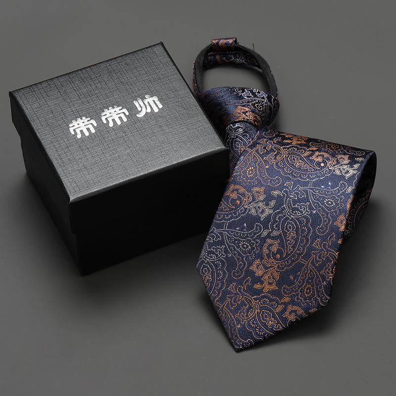 Groom'S Wedding Men'S And Women'S Business Ties, Formal Wear, Black Zipper-Style Korean Version, Narrow Lazy Man, No Stripes, Suit And Tie