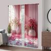 2pc    Window Drapes Pink Flowers and Plants Versatile Polyester Fabric  Without Electricity Family Party Decoration Use for