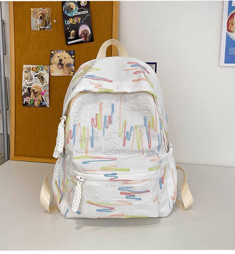 High-value Soft Girl Japanese-Style Cute Striped Backpack for Students, Large Capacity and Versatile.