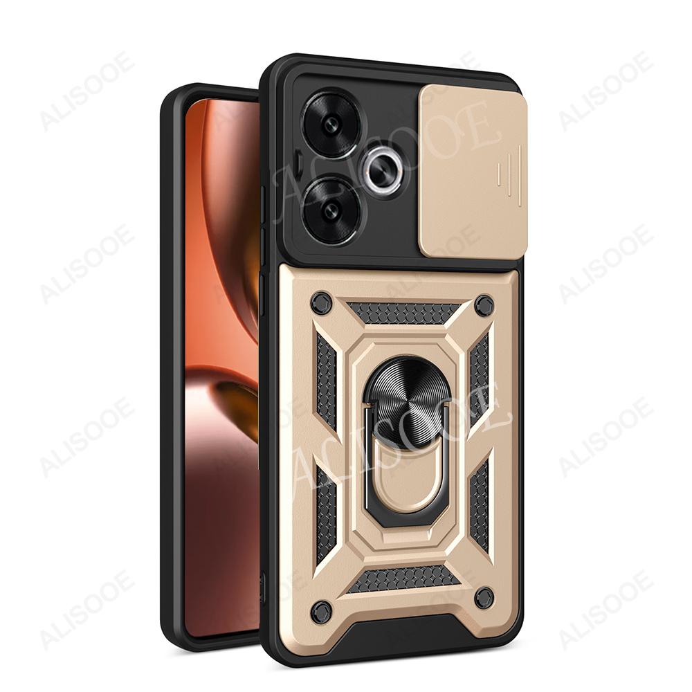 

Чохол для Realme GT 7 7T Чохол Слайд Кільце Захисту Об єктива Камери Підставка Ударостійка Кришка Телефону для Realme GT7 Capa Realme GT 7T золотий