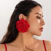 1 Pair Fabric Statement Pierced Earrings Large Simulation Petals Earrings  Women Jewelry