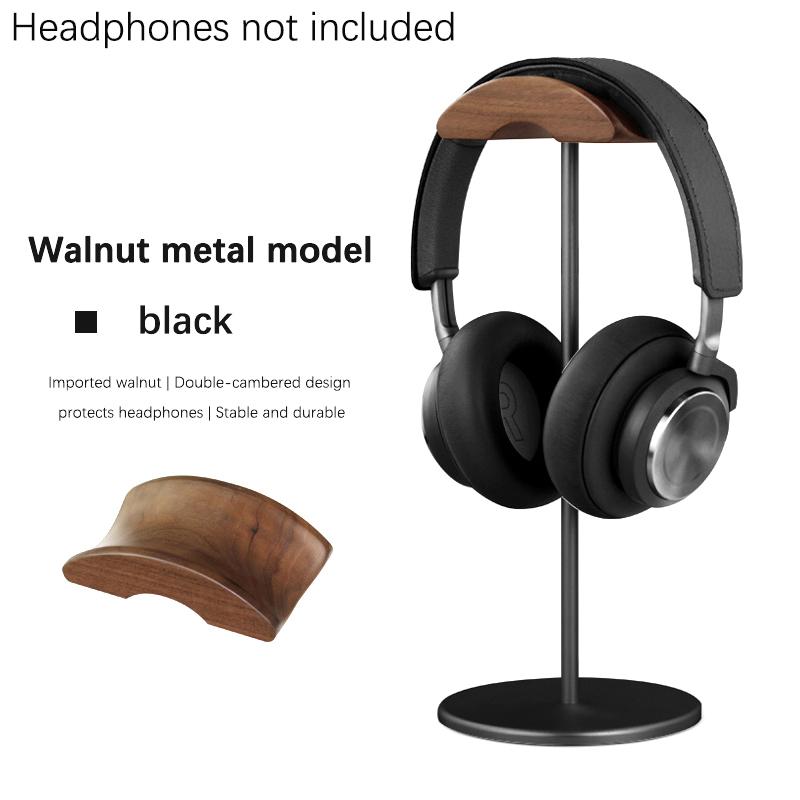 

Black Walnut Wood & Aluminum Alloy Headphone Stand Gaming Headset Holder With Solid Metal Base For Table Desk Display