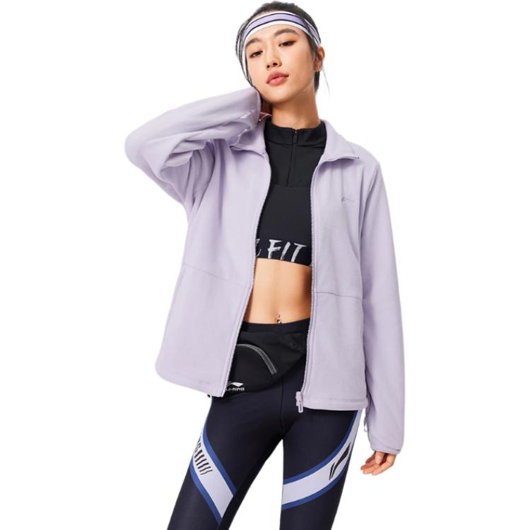 Li Ning Comfortable Versatile Hiking Waterproof Windproof Breathable Durable Jacket Women Outerwear Sea-Salt-Purple AWBU010-3