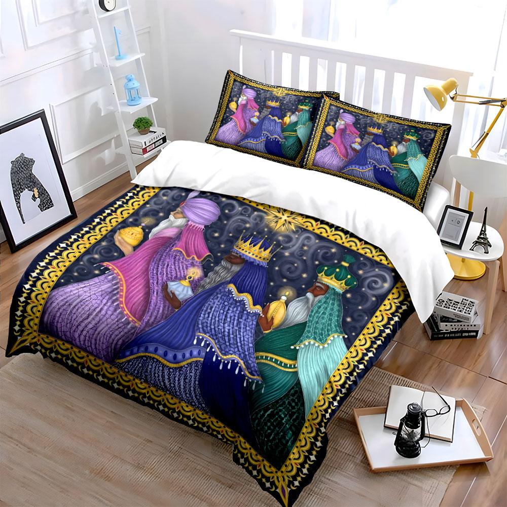 Three Kings Offering Artwork Bedding Set for Kids Luxury Gift 3pcs Digital Print Comforter Set Soft Comfortable Breathable