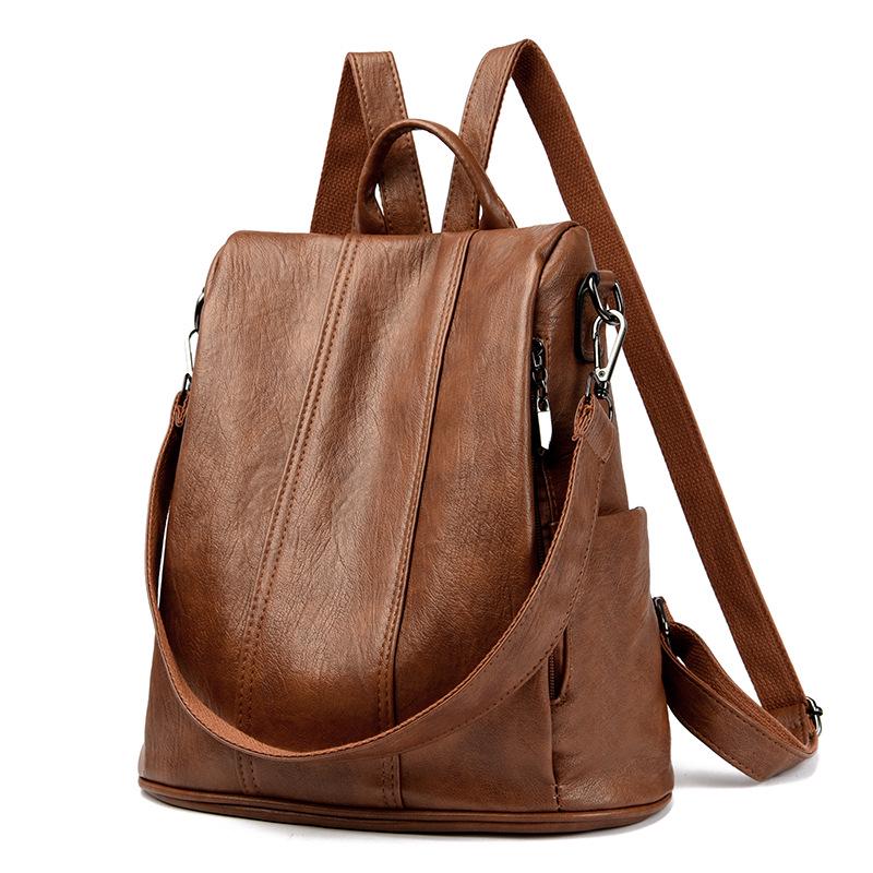 Women's Retro Anti-theft Faux Leather Backpack - High-end, Versatile, Large Capacity