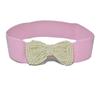 Women Pearl Bow Belt Elegant Wide Elastic Waist Cincher Fashion Accessory Dress Sash Wedding Party Waistband Stylish Adjustable All-Match Solid Color