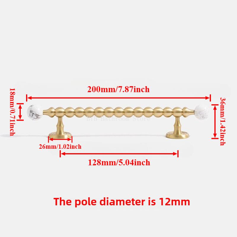 Nordic Art Handle/Natural Crystal +Brass Cabinet Handle and Knob T Bar Bedroom Door Handle Drawer Knobs for Furniture Hardware