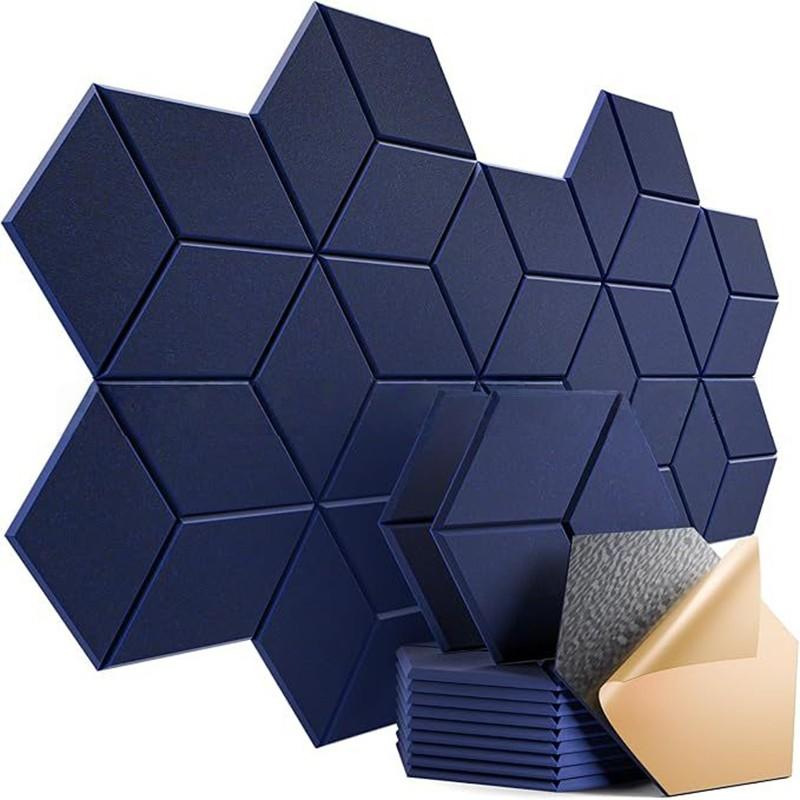 12pcs Tile Stickers Self-Adhesive Hexagonal Acoustic Panels Y-Shaped for Home Interior Decor Living Room Decoration Stickers