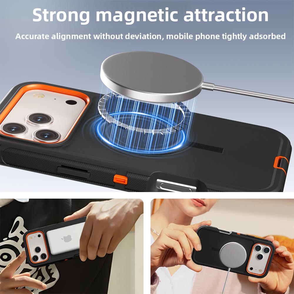 Étui de téléphone magnétique Armor OTT Defender Box pour iPhone 17 Pro Max Air 16 15 14 13 12 Pour Magsafe Robuste Résistant aux chocs Avec clip Housse