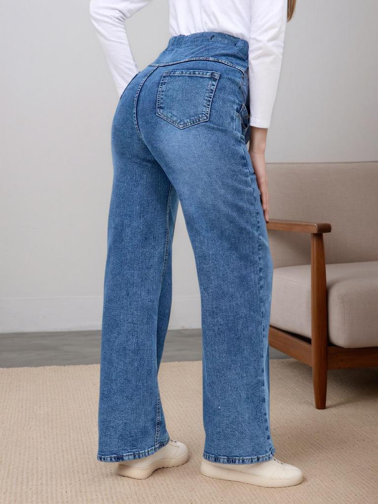 European-American Style High Waist Slim Maternity Pants: Versatile Straight-Leg Jeans for Pregnant Women
