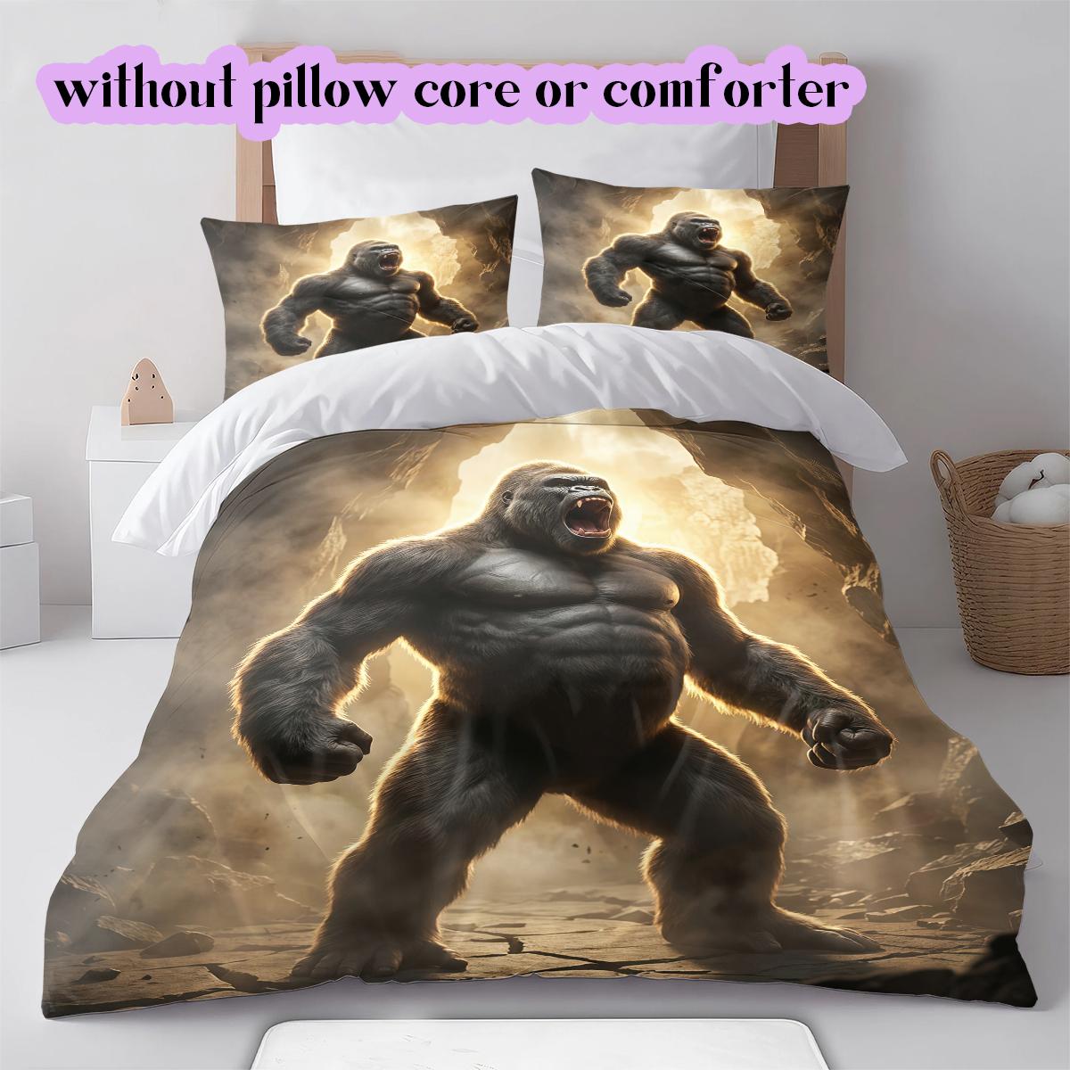 Roaring beastsPattern Bedding Quilt Set Quilt Cover Pillowcase Home Decoration Birthday Gift (1 * duvet cover + 2 * pillowcase, without core) 135x200cm