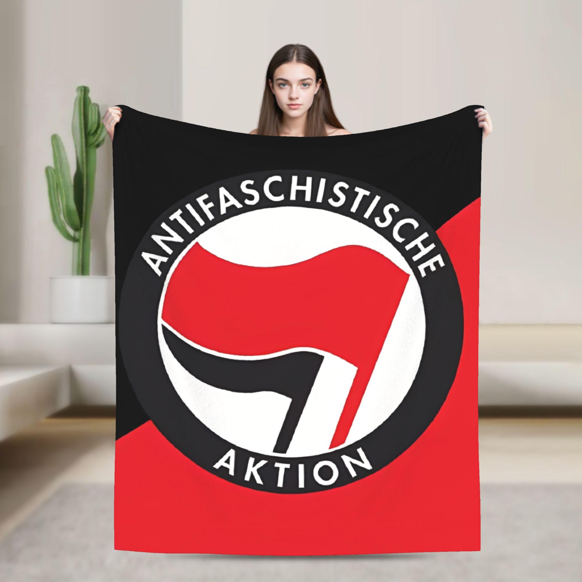 

Antifascist Action Soft Blankets Camping Plush Throw Blanket Fluffy Couch Chair Flannel Bedspread Sofa Bed Cover 75x90cm
