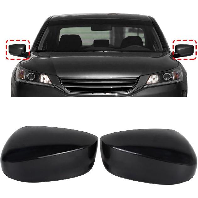 2Pcs Front Driver Side And Passenger Side Rearview Mirror Cover Caps Compatible With Honda Accord 2008 2009 2010 2011 2012 Glossy Black