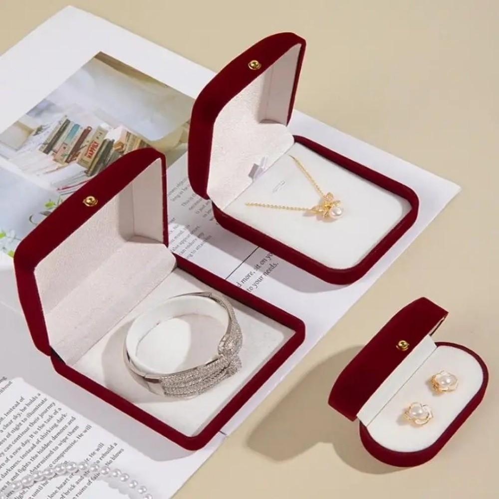 Flocking Jewelry Box Red Packaging Box Luxury Display Storage Box  Jewelry Case