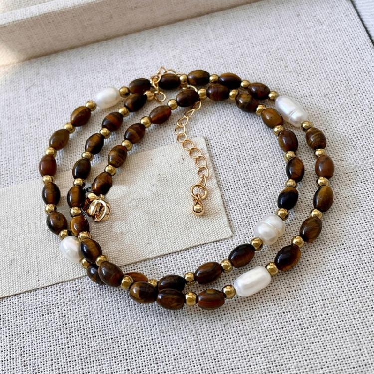 Handmade Pearls Bead Sweater Necklace Artistic Crafted Pearls Bead Sweater Necklace Retro Unisex Neck Jewelry Accessory