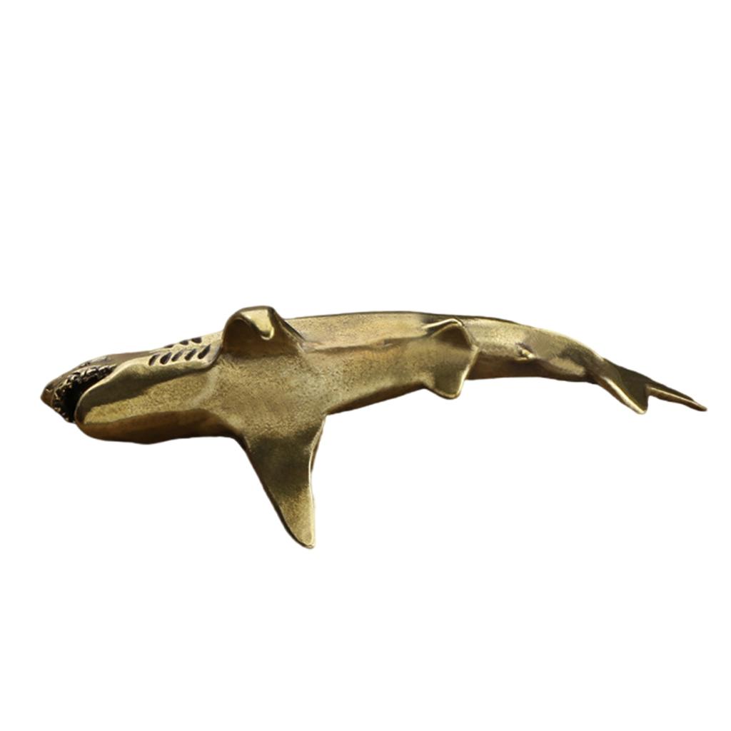 Antique Style Marine Fish Sculpture In Brass Shark Figurine Perfect for Desk or Living Room Home Office Table Display