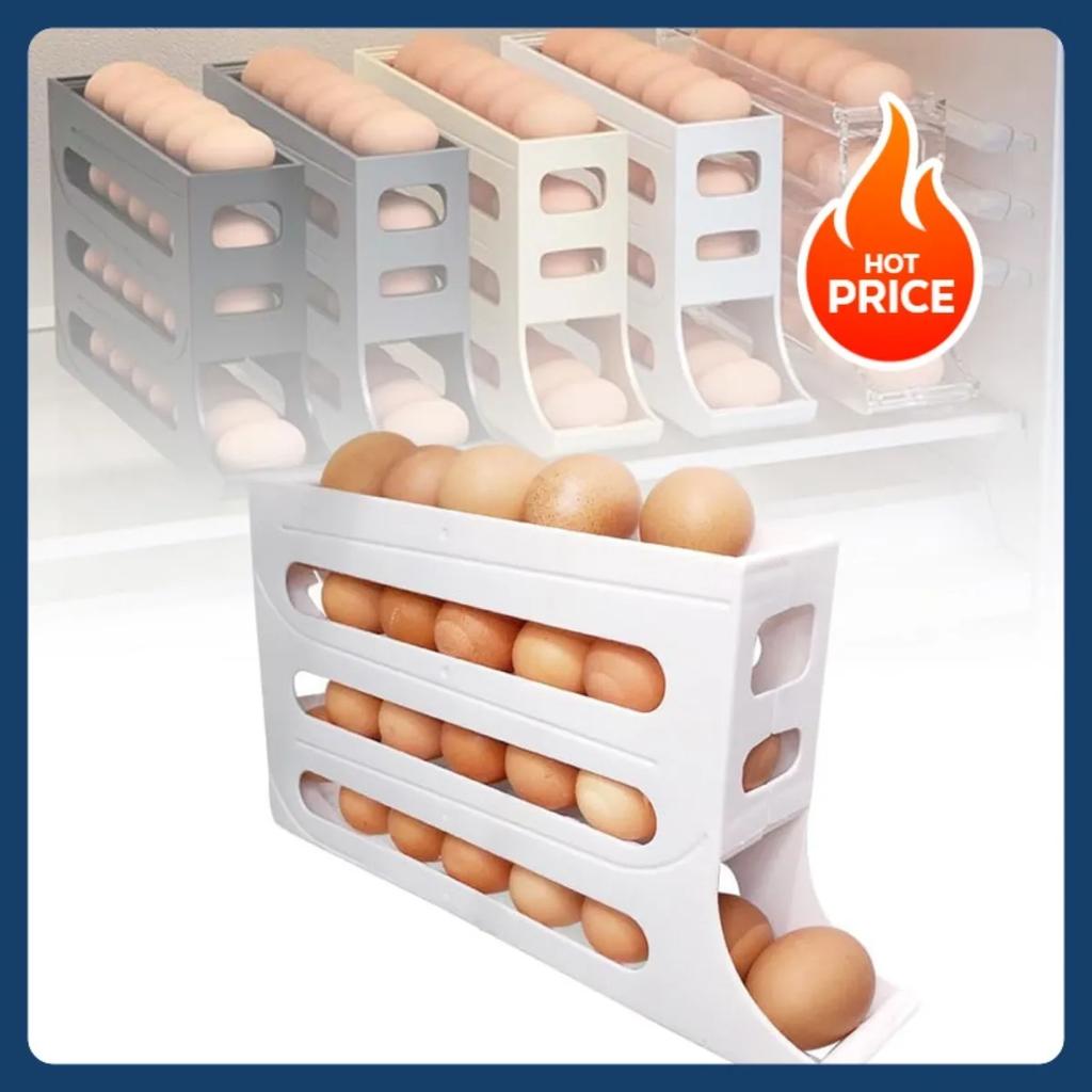 Refrigerator Egg Storage Box Large Capacity Refrigerator Organizer Holder Kitchen Anti-fall Automatic Rolling Egg Holder Rack