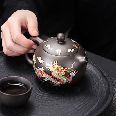 Vintage Dragons Phoenixs Purple Clay Teapot Household KungFu Tea Pot For Brewings Tea