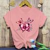 Flowers Butterfly Print Tshirt Summer Fashion Casual Short Sleeve Round Neck Tops Women/Mens T-Shirts