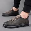 Low-top men's shoes low-top lace-up trend board shoes cowhide four-season shoes trendy shoes casual leather shoes 2025