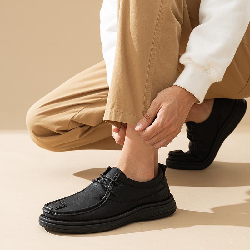 Men's Leather Shoes Lace Up Casual Sneakers Flats Walking Shoes