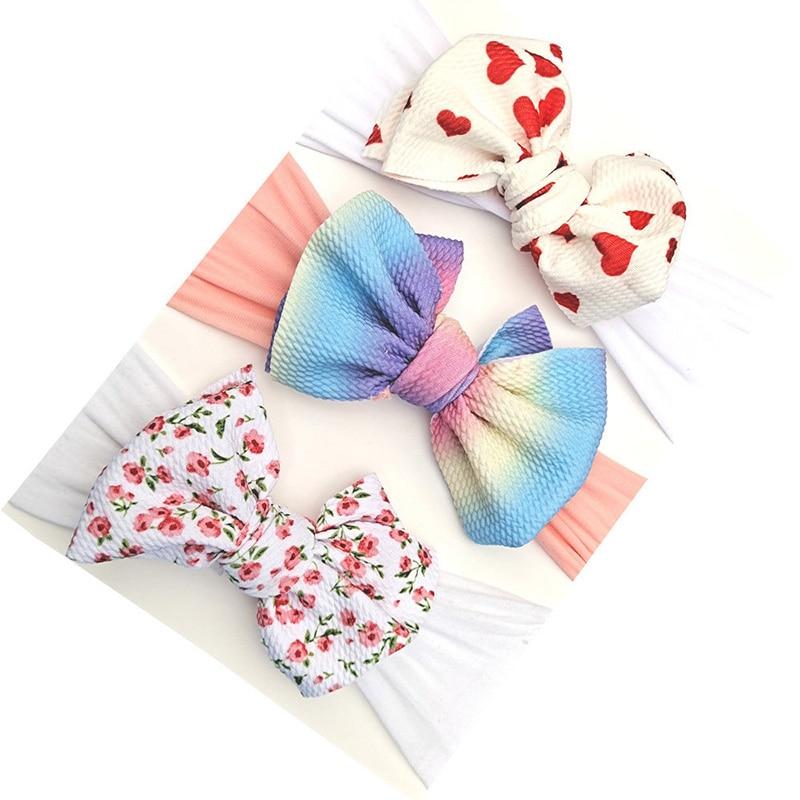 3 Pcs/Set Baby Girl Headband Soft Nylon Bows Elastic Headbands Hair Bands For Kids Newborn Turban Infant Baby Hair Accessories