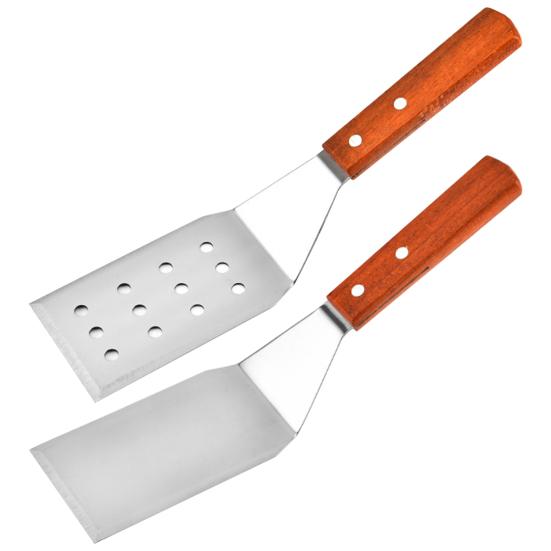 Stainless Steel Frying Spatula with Wooden Handle Non-stick Hamburger Turner Steak Pancake Burger Flipper for Restaurant