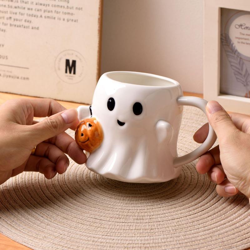 Whimsical Pumpkin Ghost Mug - Cute and Practical Spirit Mug, Unique Halloween Gift for Home Decor Creative and Interesting