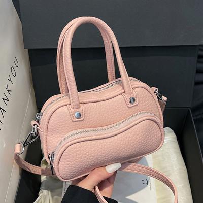High Quality Lychee Pattern Portable Bowling Bag Niche Design Versatile Temperament Commuter Style Messenger Bag Bag Woman