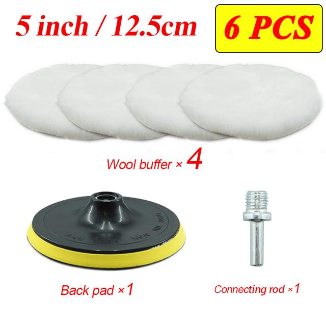 6PCS 3/4/5/6/7 inch Polishing Kit Polishing Pad Car Waxing Sponge Disk Wool Wheel Auto Paint Care Polisher Pads Car Gadget
