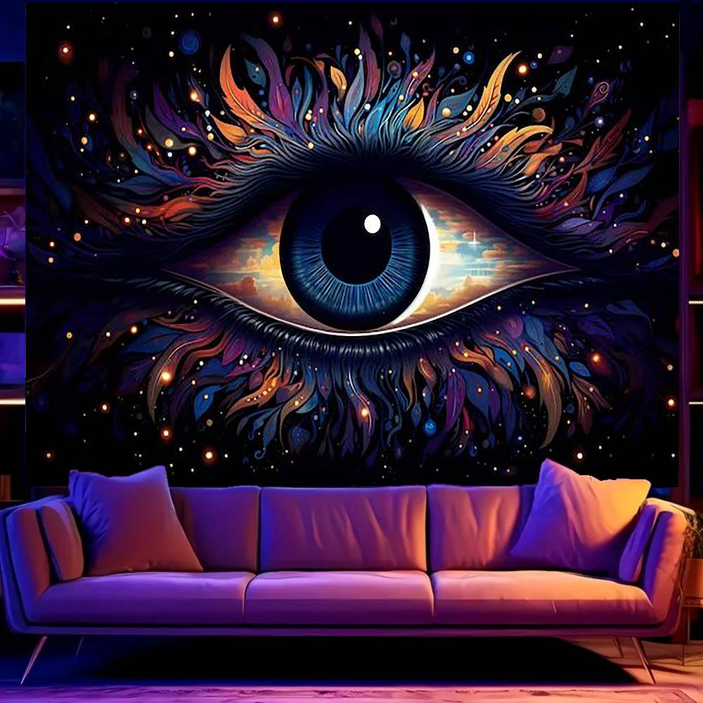 Psychedelic Eye of God UV Tapestry Print Large Tapestry Wall Hanging Wall Tapestry Decor Living Room Bedroom Home