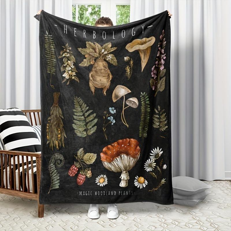 

Forest Mushroom Theme Blanket, Comfortable Soft Sofa Throw Air Conditioning Blanke for All Ages Four Seasons Functional Blanket, 75x90cm