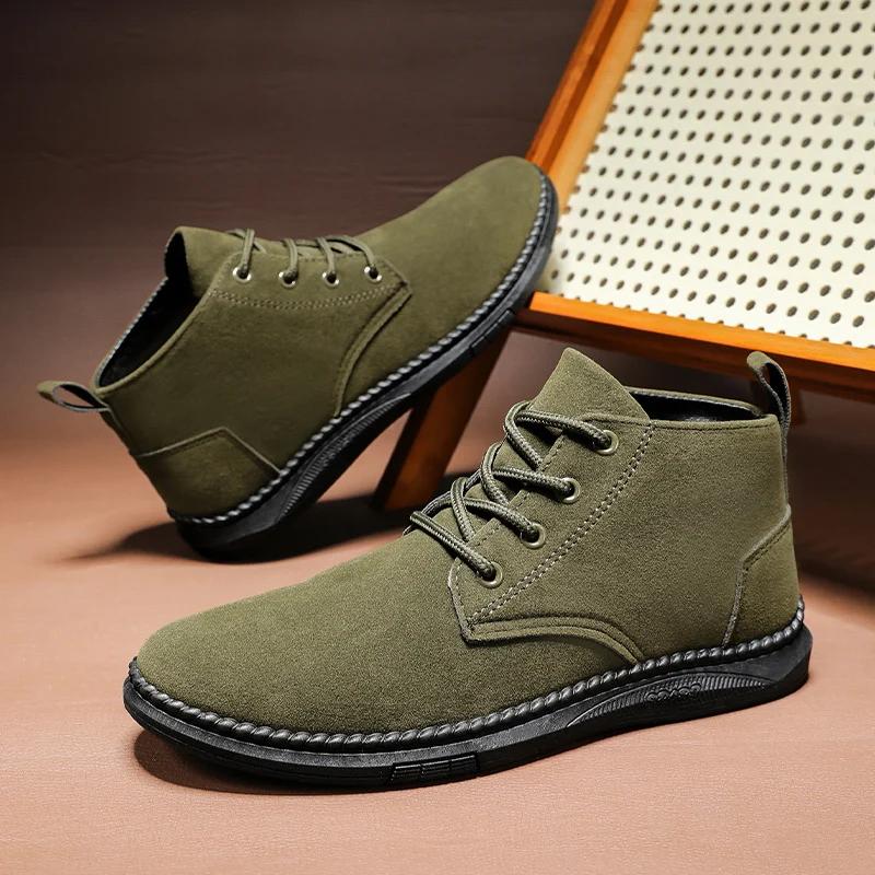 Zimní Venkovní Pánské Ležérní Boty Kožené Kotníkové Boty Protiskluzové Vysoké Pánské Pracovní Boty Vysoká Kvalita Čtvercová Špička Pánské Chelsea Boty
