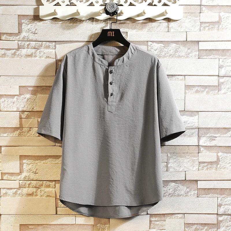 2026 Chinese Style Tshirts Men Short Sleeve Tops Tees Summer Men Thin Tang Costume T-Shirts Youth Fashion V Neck T-Shirt
