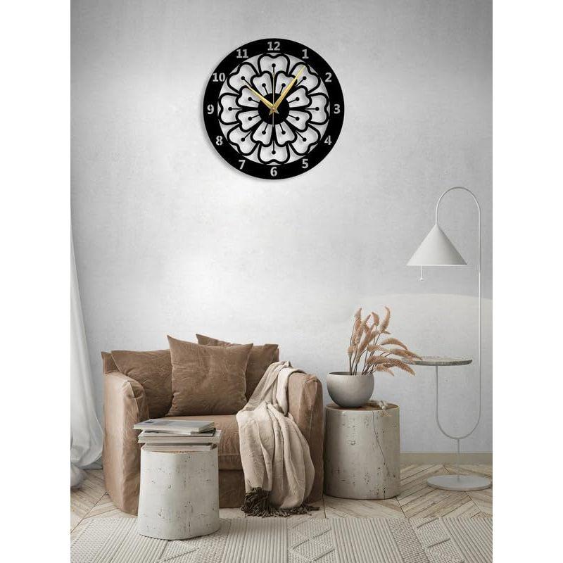 Stylové nástěnné hodiny s čísly/Velké hodiny a nástěnná ozdoba/Kovové venkovní nástěnné hodiny do ložnice, kanceláře - Černé