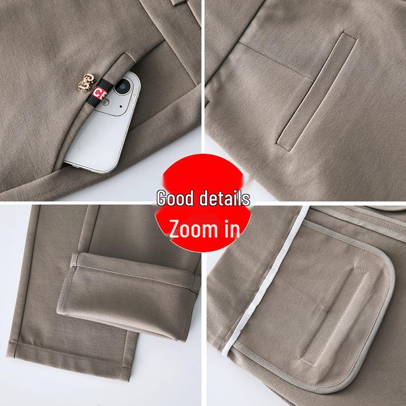 Women's Cotton-Blend Stretch Slimming Pants - Plus Size, Straight-Leg, Spring/Autumn 2025